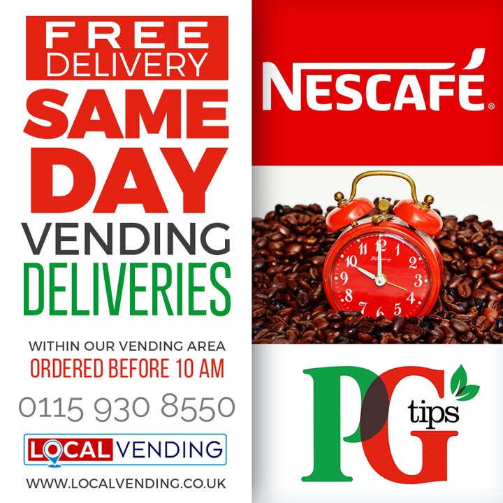 Free same day vending deliveries